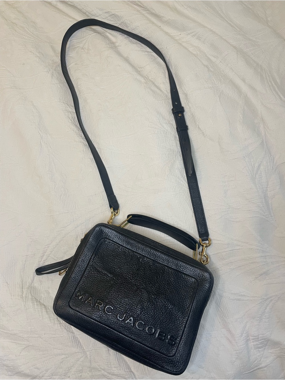 Marc Jacobs Black Pebbled Leather Crossbody with Gold Hardware